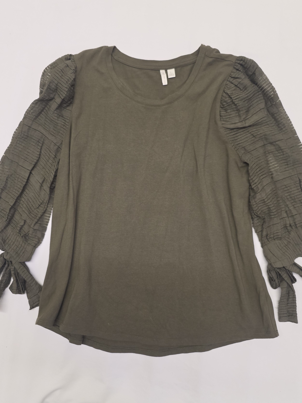 Cato Olive Green Puff Sleeve Long Sleeve Top